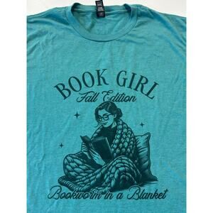 Book Girl Graphic T-Shirt - Robins Egg Blue Unisex